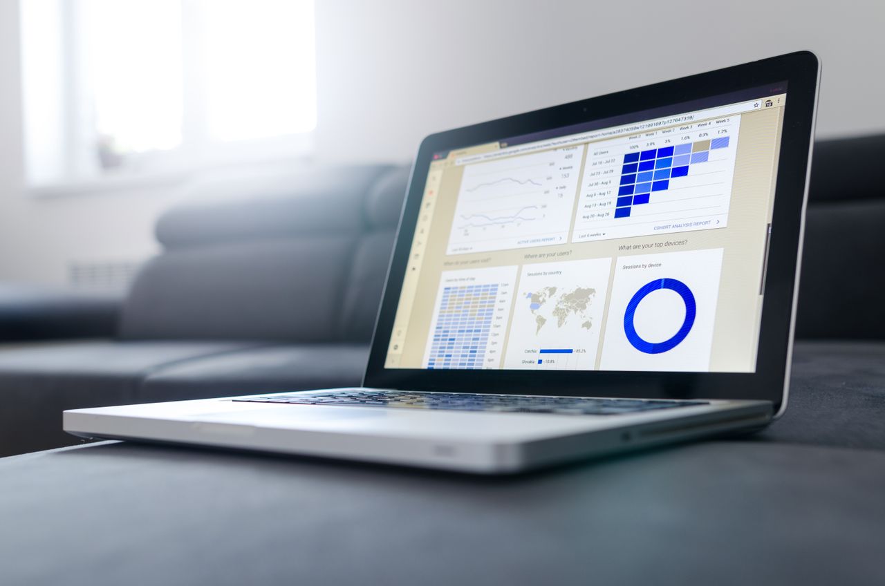 A CRM dashboard on a laptop